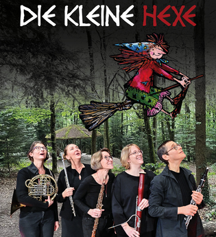 Die kleine Hexe - Vaihinger Bläserquintett & Silke Karl - städtisches Kulturprogramm Brackenheim | © Die_Kleine_Hexe_Musiker im Wald ohne unterer Text_Foto_Peter Pöschl