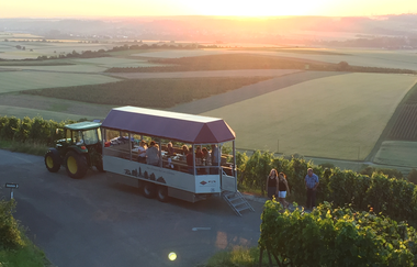 Planwagen bei Sonnenuntergang