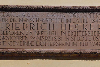 Bild von der Friedrich Hecker Tafel | © Land der 1000 Hügel - Kraichgau-Stromberg