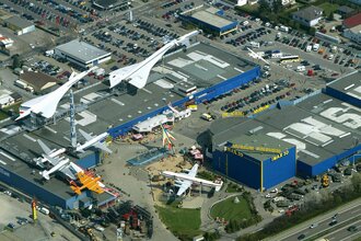 Luftbild auf das Technikmuseum Sinsheim | © Stadt Sinsheim